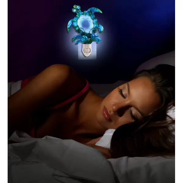 CoTa Global Sea Turtle Night Light  Home Dcor Wall Plug in Night Light with Switch Unique Decorative Hand Made Metal ampamp Glass Nightlight for Bathroom Nursery Hallway Kitchen Bedroom  65 Inch