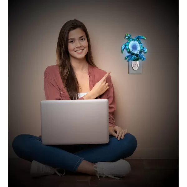 CoTa Global Sea Turtle Night Light  Home Dcor Wall Plug in Night Light with Switch Unique Decorative Hand Made Metal ampamp Glass Nightlight for Bathroom Nursery Hallway Kitchen Bedroom  65 Inch