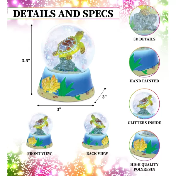 CoTa Global Sea Turtle Snow Globe  Sparkly Water Globe Figurine with Sparkling Glitter Collectible Novelty Ornament for Home Decor for Birthdays Christmas and Valentines Day  65mm