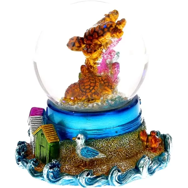 CoTa Global Sea Turtle Snow Globe Table Top Animal Decorative Toy Colorful Stone Tortoise Globe wBeach Houses Starfish and Corals 3 Inches  Nautical UnderwaterIslandParadise Theme