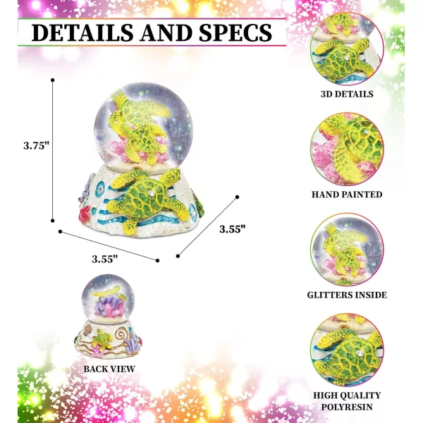CoTa Global Sea Turtle Stone Snow Globe  Sparkly Water Globe Figurine with Sparkling Glitter Collectible Novelty Ornament for Home Decor for Birthdays Christmas and Valentines Day