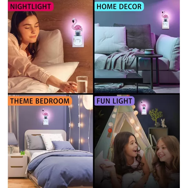 Cota Global Flamingo Night Light  Decorative Night Lights Plug Into Wall with Switch Unique Handmade Glass LED Night Light For Kids and Adults Light for Bedroom Bathroom Nursery Hallway  5 Inch