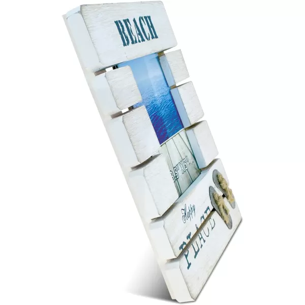 Puzzled CoTa Global Dream Beach Photo Frame 35x5  White Distressed Wood Sandals Photo Frame for Summer Vacation Memory Handmade Coastal Sand Nautical Picture Frame For Tabletop  9 Inches