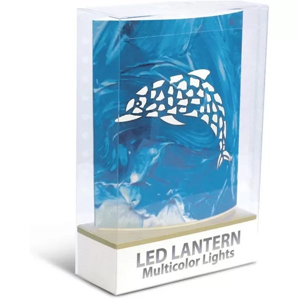 Puzzled Dolphin Light Lantern 51 Inch Energy Efficient Decorative Indoor Outdoor Tabletop Lamp Manual On ampamp Off Portable Lights for Bedroom Kitchen Living Room Ocean Sea Life Themed Home Office Dcor