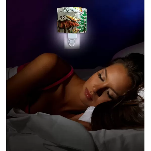 Puzzled Elk Moose Night Light Glass Art Plug in Decorative Socket Lamp Manual On ampamp Off Portable Lights Stairway Hallway Bedroom Bathroom Nursery Kids Accessory Home ampamp Kitchen Decor
