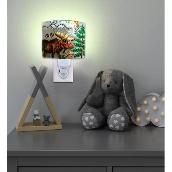 Puzzled Elk Moose Night Light Glass Art Plug in Decorative Socket Lamp Manual On ampamp Off Portable Lights Stairway Hallway Bedroom Bathroom Nursery Kids Accessory Home ampamp Kitchen Decor