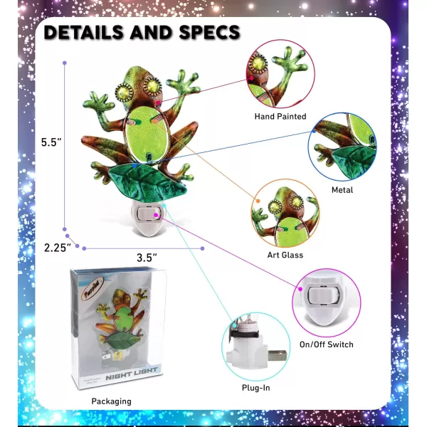 Puzzled Frog Night Light  55 Inch Plug in Energy Efficient Decorative Socket Lamp Manual On ampamp Off Portable Lights for Stairway Bedroom Bathroom Nursery Home Accessory ampamp Kitchen Decor