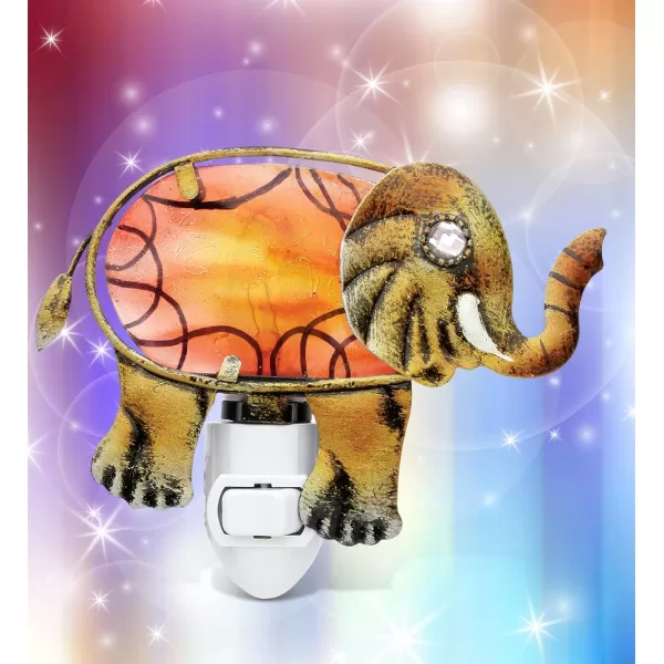 Puzzled Glass Art Night Light Plug in Decorative Socket Lamp Manual On ampamp Off Portable Light for Stairway Bedroom Bathroom Nursery Home Accessory ampamp Kitchen Decor  Elephant