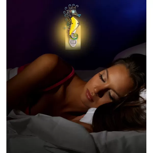 Puzzled Glass Art Night Light Plug in Decorative Socket Lamp Manual On ampamp Off Portable Light for Stairway Bedroom Bathroom Nursery Home Accessory ampamp Kitchen Decor  Seahorse