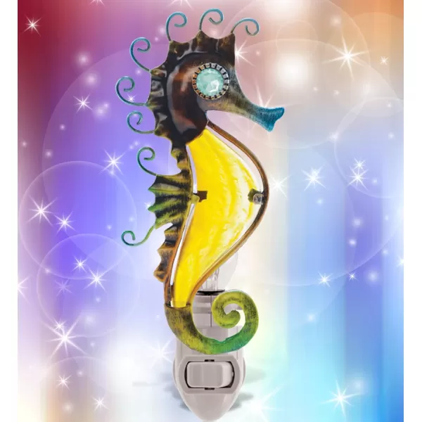 Puzzled Glass Art Night Light Plug in Decorative Socket Lamp Manual On ampamp Off Portable Light for Stairway Bedroom Bathroom Nursery Home Accessory ampamp Kitchen Decor  Seahorse
