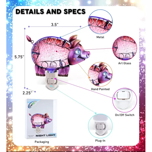Puzzled Glass Art Night Light Plug in Decorative Socket Lamp Manual On ampamp Off Portable Light for Stairway Bedroom Bathroom Nursery Home Accessory ampamp Kitchen Decor  Pig