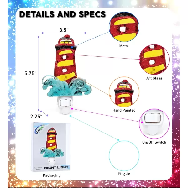 Puzzled Lighthouse Handcraft Art Glass and Metal Decorative Night Light Home Dcor  Buildings Collection  Elegant Unique Gift and Useful Souvenir