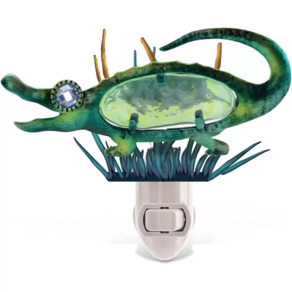 COTA Global Alligator Night Light  Home Dcor Wall Plug in Night Light with Switch Unique Decorative Hand Made Metal ampamp Glass Nightlight  5 Inches