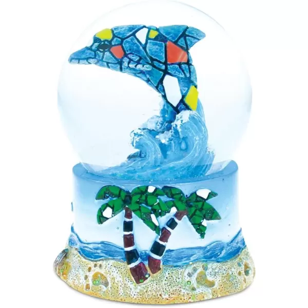 COTA Global Dolphin Mosaic Snow Globe  Water Globe Figurine with Sparkling Glitter Collectible Novelty Ornament for Home Decor for Birthdays Christmas and Valentines Day  65mm