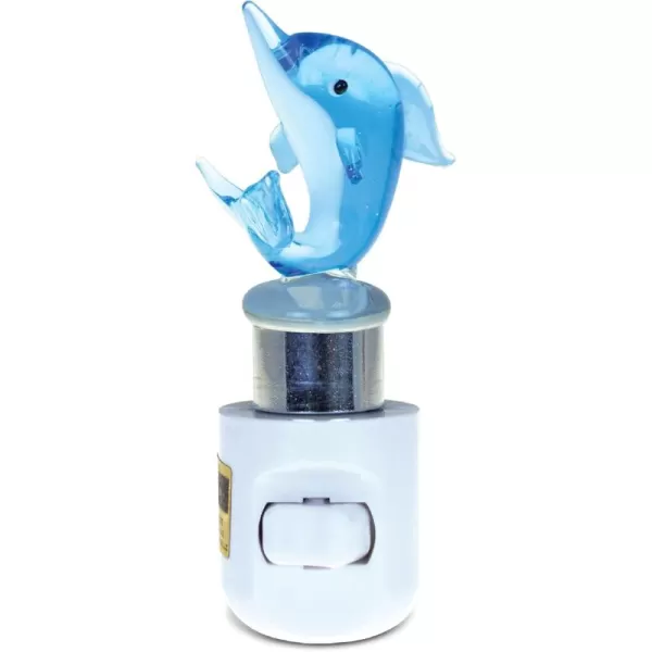 COTA Global Dolphin Night Light  Home Dcor Wall Plug in Night Light with Switch Unique Decorative Hand Made LED Glass Art Nightlight  45 Inches
