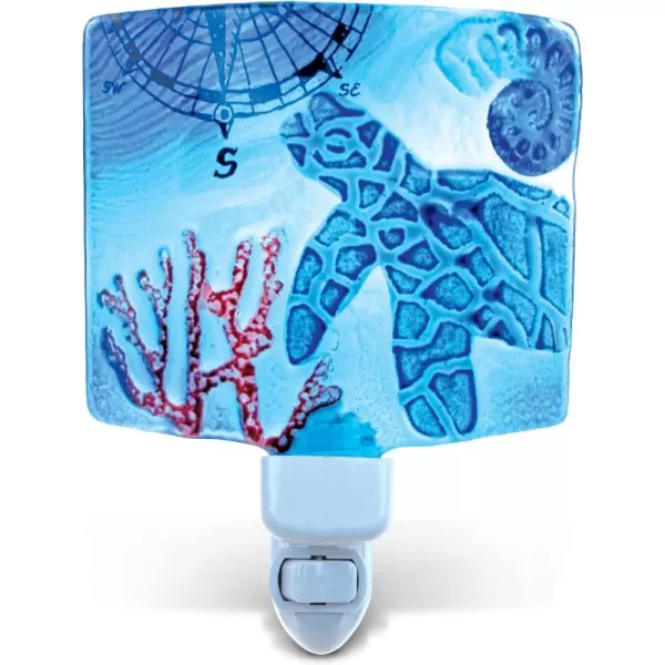 COTA Global Sea Turtle Night Light  Home Dcor Wall Plug in Night Light with Switch Unique Decorative Hand Made Glass Dcor Nightlight  6 Inches