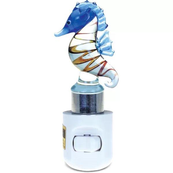 COTA Global Seahorse Night Light  Home Dcor Wall Plug in Night Light with Switch Unique Decorative Hand Made LED Glass Art Nightlight for Bathroom Nursery  45 Inches
