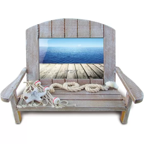CoTa Global Brown Chair Beach Picture Frame  Decorative 4x6 Picture Frame Distressed Wood Picture Frames for Family Perfect Beach House Decor Gifts and Family Portrait Frame 9 Inch Color May Vary