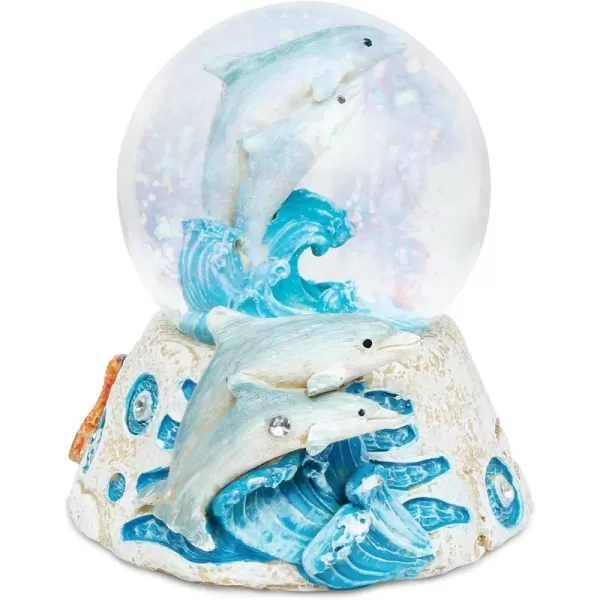 CoTa Global Dolphin Stone Snow Globe  Sparkly Water Globe Figurine with Sparkling Glitter Collectible Novelty Ornament for Home Decor for Birthdays Christmas and Valentines Day
