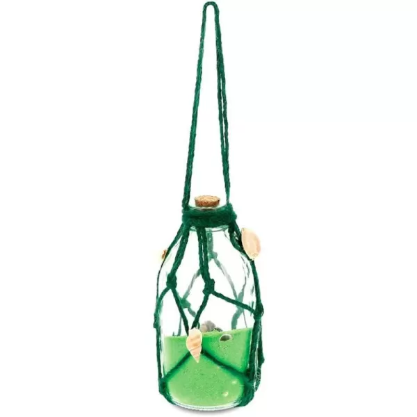 CoTa Global Green Hanging Sand Bottle wString Nautical Colored Sand Art wSea Shells Decorative jar for Marine Theme Party Props Decor Island Resort Beach Souvenir Green Powder Ocean Collection