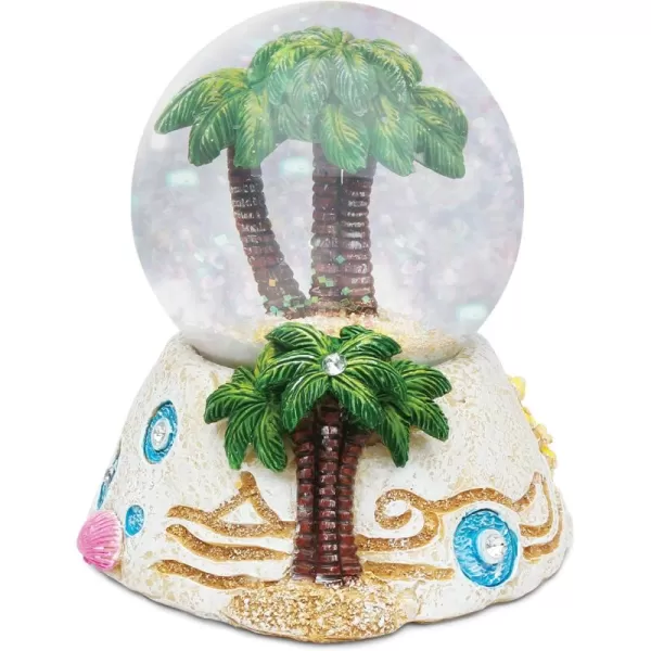 CoTa Global Palm Tree Stone Snow Globe  Sparkly Water Globe Figurine with Sparkling Glitter Collectible Novelty Ornament for Home Decor for Birthdays Christmas and Valentines Day