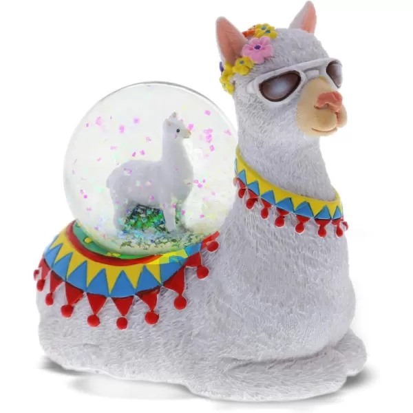 CoTa Global Penguin Snow Globe  Magical Rainbow Water Globe Figurine with Sparkling Glitter Collectible Novelty Ornament for Home Decor for Birthdays Christmas and Valentine  45mmWhite Llama