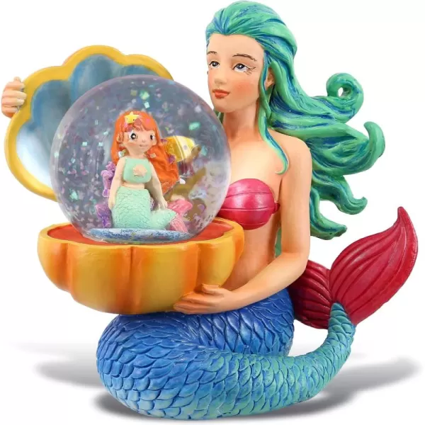 CoTa Global Penguin Snow Globe  Magical Rainbow Water Globe Figurine with Sparkling Glitter Collectible Novelty Ornament for Home Decor for Birthdays Christmas and Valentine  45mmBlue Mermaid