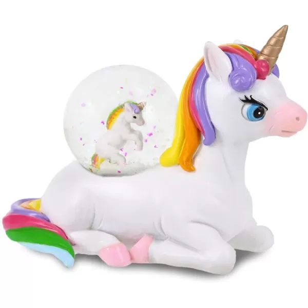 CoTa Global Penguin Snow Globe  Magical Rainbow Water Globe Figurine with Sparkling Glitter Collectible Novelty Ornament for Home Decor for Birthdays Christmas and Valentine  45mmWhite Unicorn