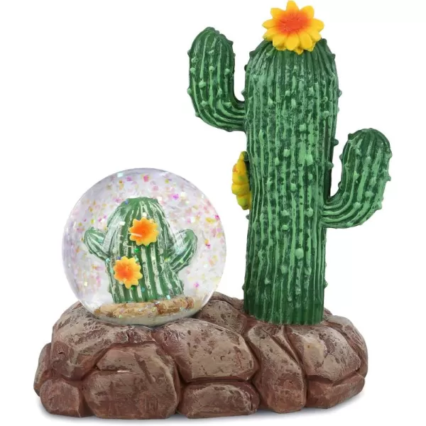 CoTa Global Penguin Snow Globe  Magical Rainbow Water Globe Figurine with Sparkling Glitter Collectible Novelty Ornament for Home Decor for Birthdays Christmas and Valentine  45mmGreen Cactus