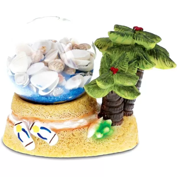 CoTa Global Resin Palm Trees Miniature with Seashells in a Bottle 38 Inch Intricate ampamp Meticulous Art Figurine Decorative Tabletop Sculpture Centerpiece Snow Globe Tropical Beach Themed Home Dcor