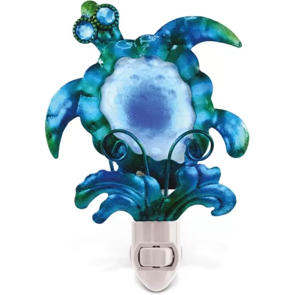 CoTa Global Sea Turtle Night Light  Home Dcor Wall Plug in Night Light with Switch Unique Decorative Hand Made Metal ampamp Glass Nightlight for Bathroom Nursery Hallway Kitchen Bedroom  65 Inch