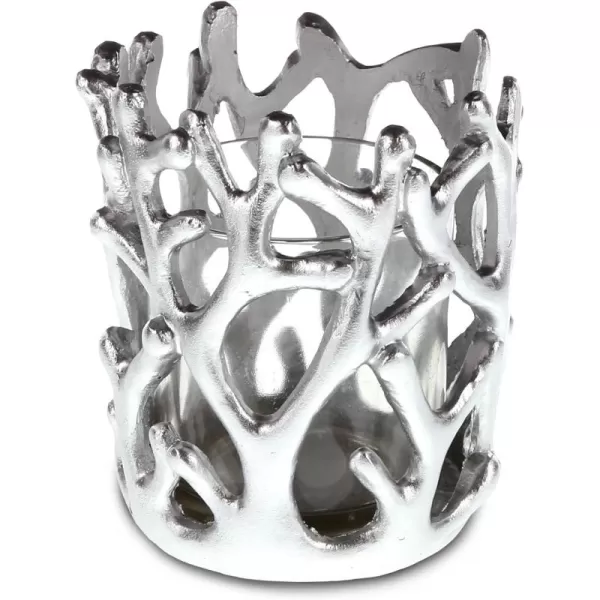 CoTa Global Silver Coral Candle Holder Shiny Silver Polyresin Candle Decor for Tabletop Novelty Coral Figurine Nautical Centerpiece Beach Theme Party ampamp Home Decor Collection  45 Inch