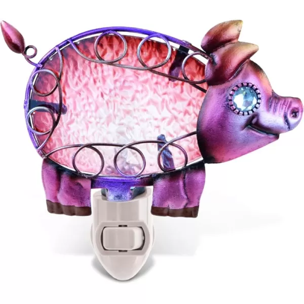 Puzzled Glass Art Night Light Plug in Decorative Socket Lamp Manual On ampamp Off Portable Light for Stairway Bedroom Bathroom Nursery Home Accessory ampamp Kitchen Decor  Pig