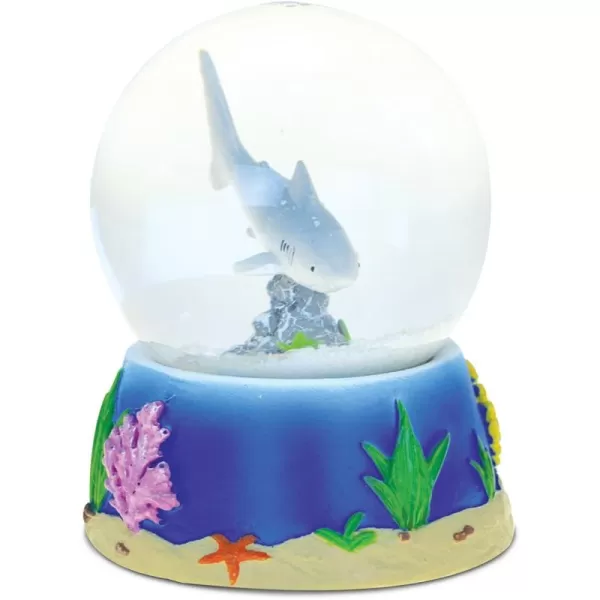 Puzzled Resin Stone Great White Shark Glass Snow Globe 65mm 35 inch Figurine Intricate Statue Art Handcrafted Tabletop Sculpture Desk Centerpiece Accent  Nautical Beach Sea Theme Home Dcor
