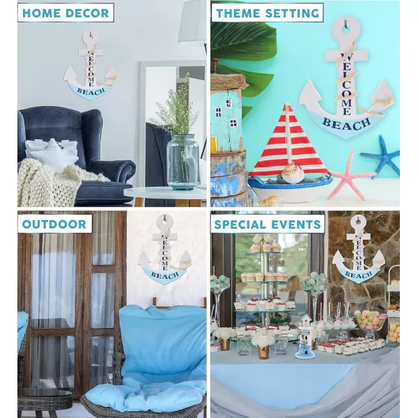 CoTa Global Blue Mist Wall Anchor  Handmade and Crafted Bright Wooden Anchor with Sea Ropes for Hanging Nautical Themed Home Decor Pastel Blue Anchor  14 Inch