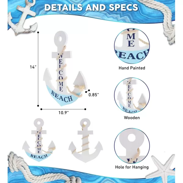 CoTa Global Blue Mist Wall Anchor  Handmade and Crafted Bright Wooden Anchor with Sea Ropes for Hanging Nautical Themed Home Decor Pastel Blue Anchor  14 Inch
