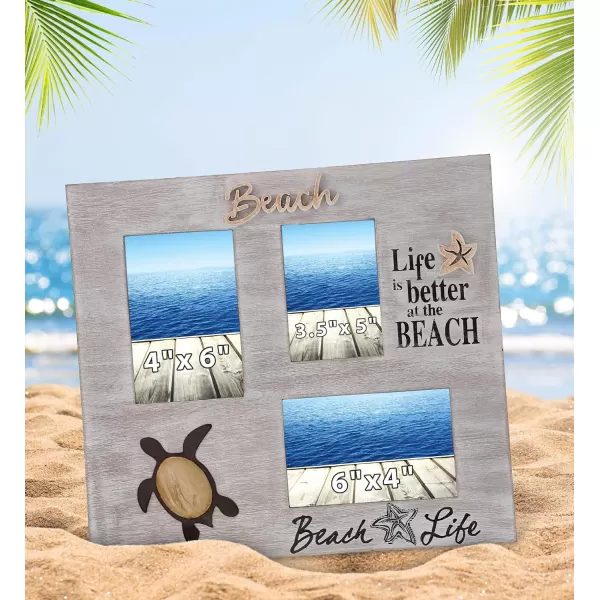 CoTa Global Coastal Sea Turtle Relax Sign  Nautical  Handmade and Crafted Wooden Coastal Sea Turtle Relax Sign Nautical Themed Home Decor Sea Turtle Decorative Coastal OrnamentMulti Photo Frame