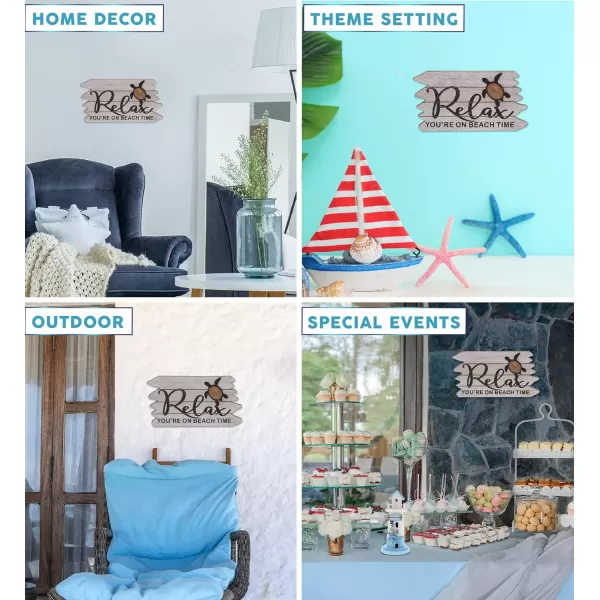 CoTa Global Coastal Sea Turtle Relax Sign  Nautical  Handmade and Crafted Wooden Coastal Sea Turtle Relax Sign Nautical Themed Home Decor Sea Turtle Decorative Coastal OrnamentRelax Sign