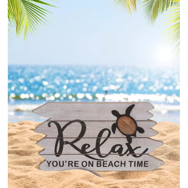 CoTa Global Coastal Sea Turtle Relax Sign  Nautical  Handmade and Crafted Wooden Coastal Sea Turtle Relax Sign Nautical Themed Home Decor Sea Turtle Decorative Coastal OrnamentRelax Sign