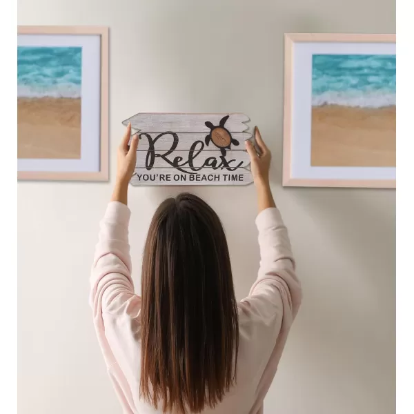 CoTa Global Coastal Sea Turtle Relax Sign  Nautical  Handmade and Crafted Wooden Coastal Sea Turtle Relax Sign Nautical Themed Home Decor Sea Turtle Decorative Coastal OrnamentRelax Sign