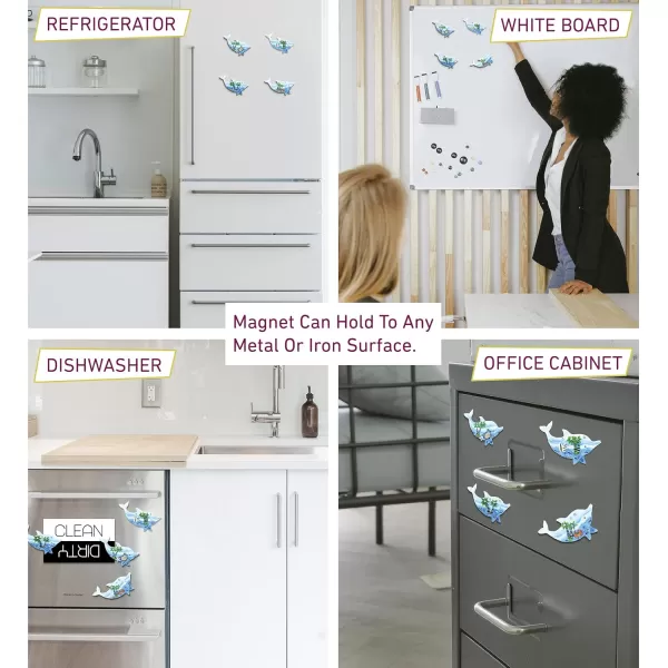 CoTa Global Dolphin Refrigerator Blue Sand Magnets Set of 4  Assorted Resin Beach Design Fun ampamp Cute Sea Animal Diamond Magnet for Kitchen Fridge Locker Home Decor ampamp Office Decor Novelty  4 Pack