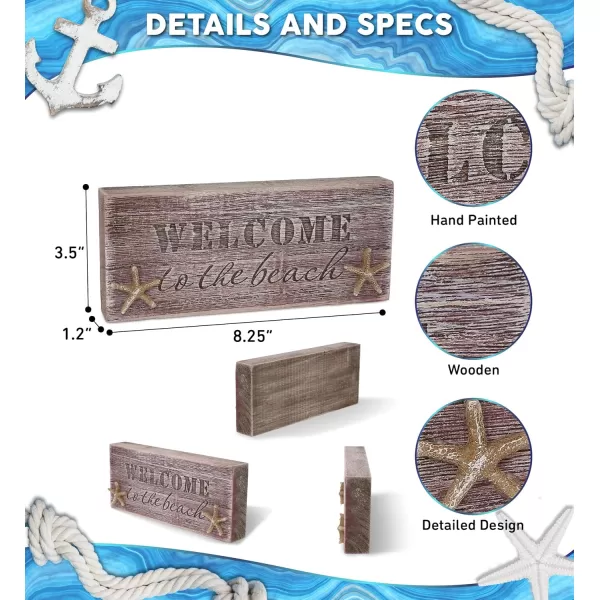 CoTa Global Driftwood Wooden Lighthouse Decor  Handcrafted Nautical Decor Lighthouse with Text Ocean Decor Wood Sculpture Table Top Centerpiece Beach Decorations for Home and Bathroom  108 InchesBlock Sign Welcome