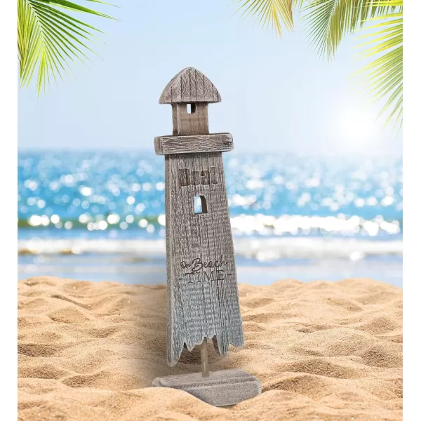 CoTa Global Driftwood Wooden Lighthouse Decor  Handcrafted Nautical Decor Lighthouse with Text Ocean Decor Wood Sculpture Table Top Centerpiece Beach Decorations for Home and Bathroom  108 InchesLighthouse