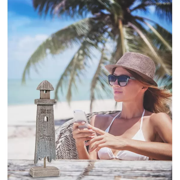 CoTa Global Driftwood Wooden Lighthouse Decor  Handcrafted Nautical Decor Lighthouse with Text Ocean Decor Wood Sculpture Table Top Centerpiece Beach Decorations for Home and Bathroom  108 InchesLighthouse