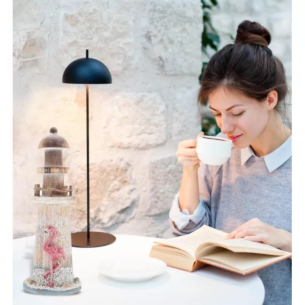 CoTa Global Flamingo Beach Lighthouse Decor  Handmade and Crafted Wooden Lighthouse Decoration with Sea Shells Decorative Beach Style Tabletop Centerpiece Nautical Themed Home Decor  85 Inch