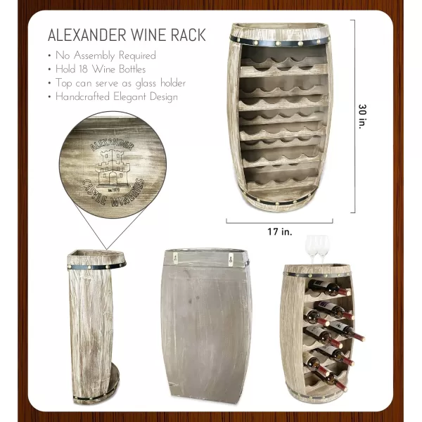 CoTa Global Modern Alexander Wall Mounted Wine Rack  18 Wine Bottles Freestanding Wooden Barrel Wine Holder Hanging Bottle Rack or Floor Stand Wine Storage Shelf Organizer for Wine Bar Home DcorModern