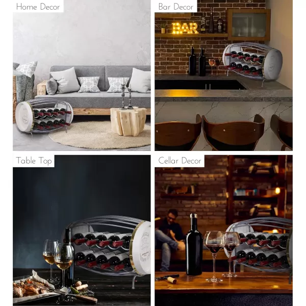 CoTa Global Napoleon Metal Wine Rack  Freestanding Barrel Shape Metal Wine Holder for 10 Wine Bottles Decorative Bottle Rack Floor Stand Rustic Countertop Wine Storage Shelf Organizer for Wine Bar