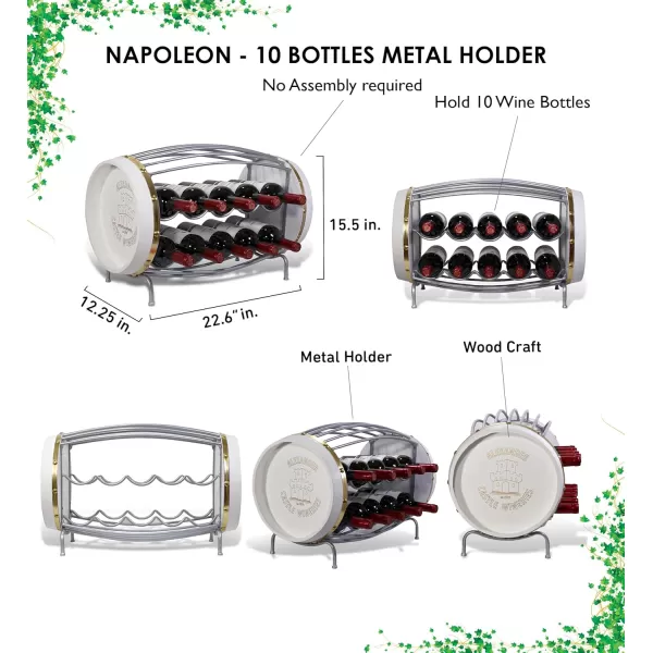 CoTa Global Napoleon Metal Wine Rack  Freestanding Barrel Shape Metal Wine Holder for 10 Wine Bottles Decorative Bottle Rack Floor Stand Rustic Countertop Wine Storage Shelf Organizer for Wine Bar