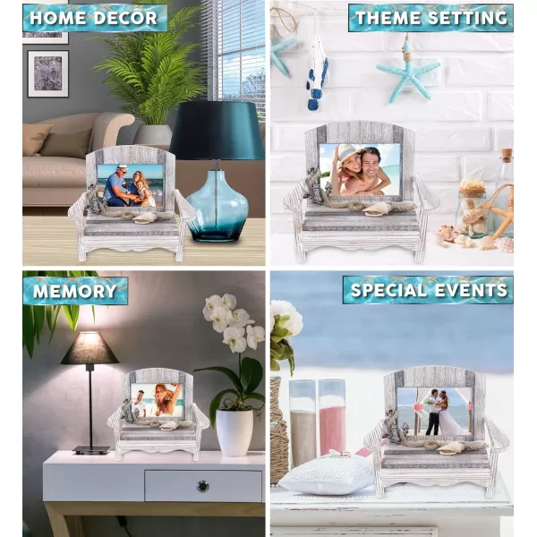 CoTa Global Silver Sea Chair 5x35 Beach Frame  Distressed Wood Beach Chair Picture Frame Handmade Picture Frame for Tabletop  7 Inch Color May Vary