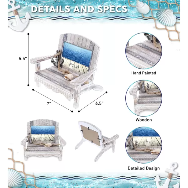 CoTa Global Silver Sea Chair 5x35 Beach Frame  Distressed Wood Beach Chair Picture Frame Handmade Picture Frame for Tabletop  7 Inch Color May Vary